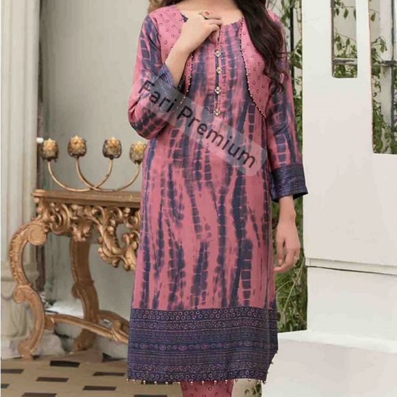 Tawakkal 2-Piece Embellished Silk Tie Dye Shalwar Kameez Pakistani/Indian L/46" - Picture 1 of 12